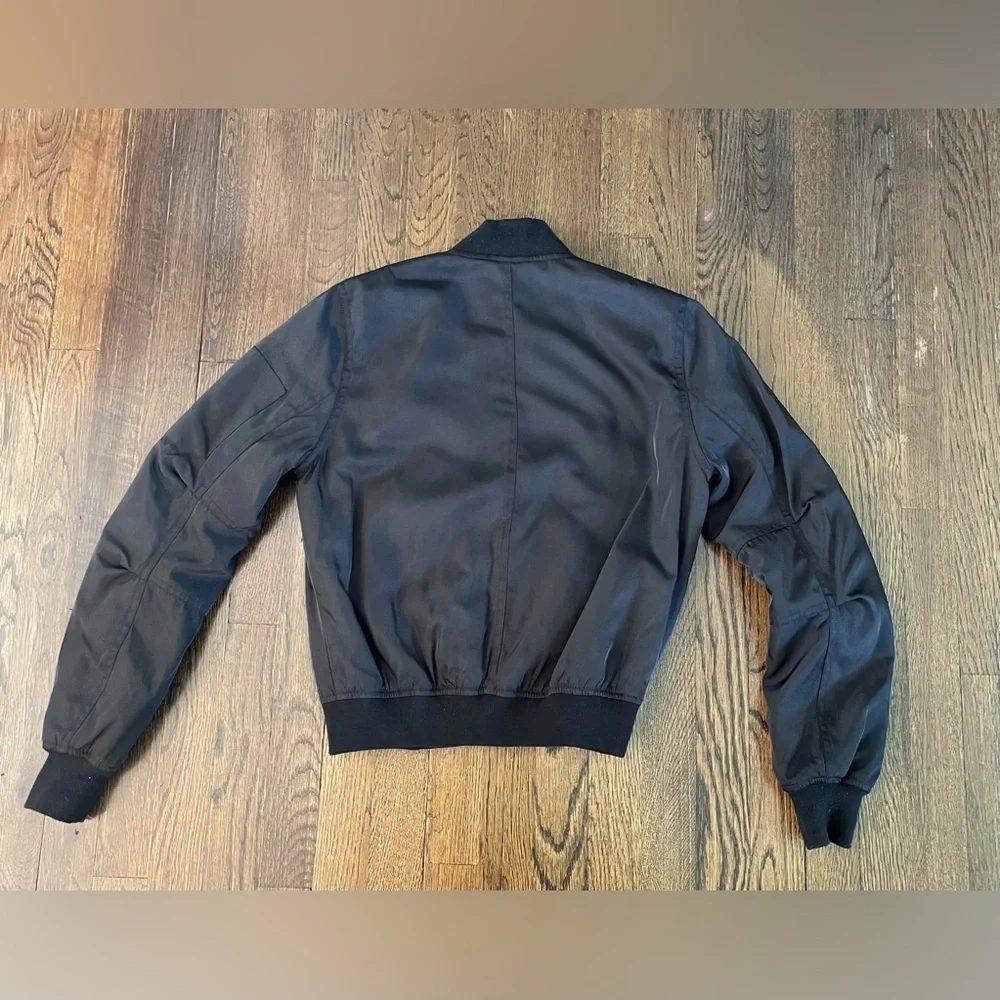 Design Lab Bomber Jacket Black Satin Patches Lips Lipstick Smiley Face Cactus - Picture 6 of 6